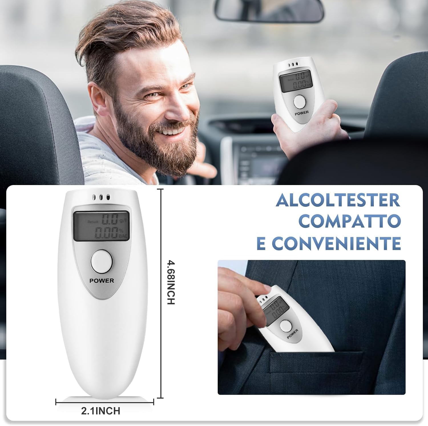 Ethylotest Electronique, Ethylotest Electronique Homologué NF Ethylometre Alcootest Ethylometre Portable Acohol Tester pour la Maison et Les fêtes 000