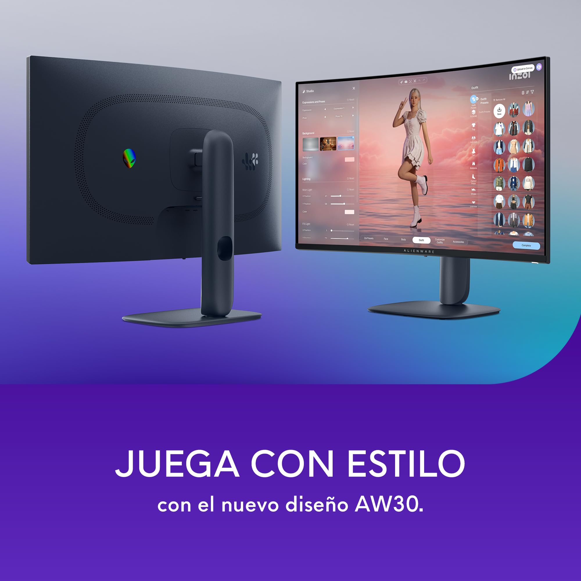 Alienware 32 Monitor Gaming - AW3225DM, QHD (2560x1440), 1500R Curvo, 180Hz, VA, 1ms, AMD FreeSync, VESA AdaptiveSync, 95% DCI-P3, HDR400, DisplayPort, 2 HDMI, 3 USB,