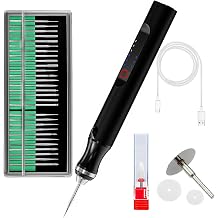 Wireless Engraving Pen Kit for Jewelry, Wood, Metal, Glass & Plastic - Cordless DIY Engraver with 30 Bits & Polishing Function, Portable Tool for Artists, Craftsmen, Black