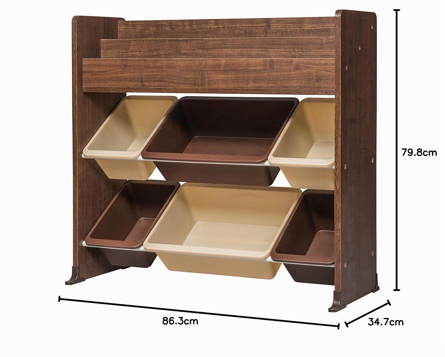 Iris Ohyama, Étagère pour Jouets, Meuble, Bibliothèque pour Enfant, Organiseur, Boîtes de Jeux, Livres /6 coffres Amovibles Plastique, Salle de Jeux, Chambre - Kids Toy Rack - ETHR-26 - Marron