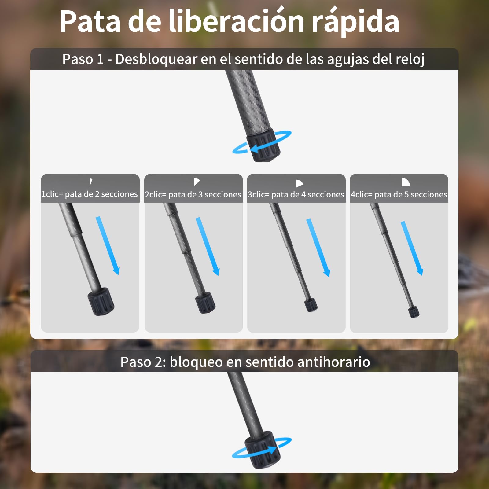 SIRUI Carbono Trípode para Cámara Traveler X, 152cm Trípode de Viaje Ligero con Vídeo Panorámico de Cabezal Fluido AT-10, para Videocámara, DSLR, Carga Máxima 5KG