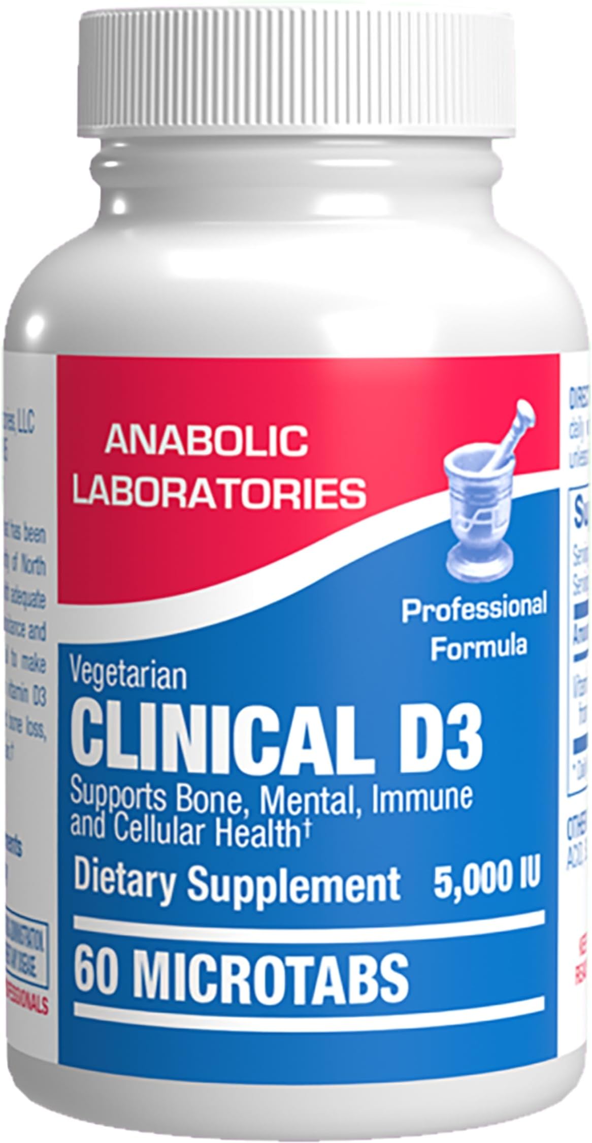 High Strength Vitamin D3 5000 IU - Clinical Formula Vitamin D Supplement for Men and Women for Bone Teeth Muscle Mood and Immune Support - High Absorption Vegetarian Microtabs (60 Day Supply)