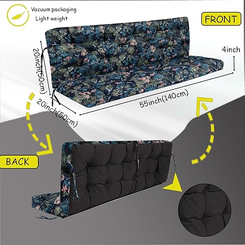 Miniatura 5 de Cojín de columpio para porche de tres asientos, cojines impermeables de repuesto con respaldo, muebles de jardín al aire libre, patio, cojines