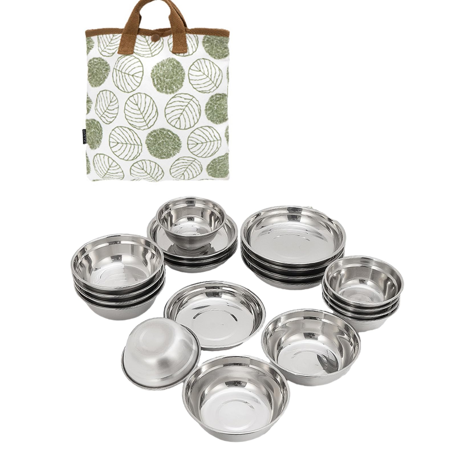 Kalttoy 16pcs Rusts Resistant Stainless Steel Kitchen Tableware Dinnerwares for Travel Multipurpose Soup Basin BBQ Dishware Modern Stainless Steel Barbecue Set