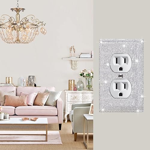 Miniatura 5 de Gaocai 10 piezas de cubiertas de salida plateadas brillantes para placa de pared, cubierta decorativa para interruptor de luz, placa de salida de