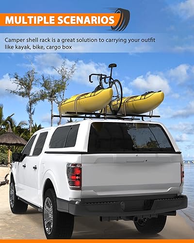 Miniatura 6 de Tapa de camión de 55 pulgadas y escalera de techo ajustable para kayak canoa tubería de madera (carga máxima de 500 libras)