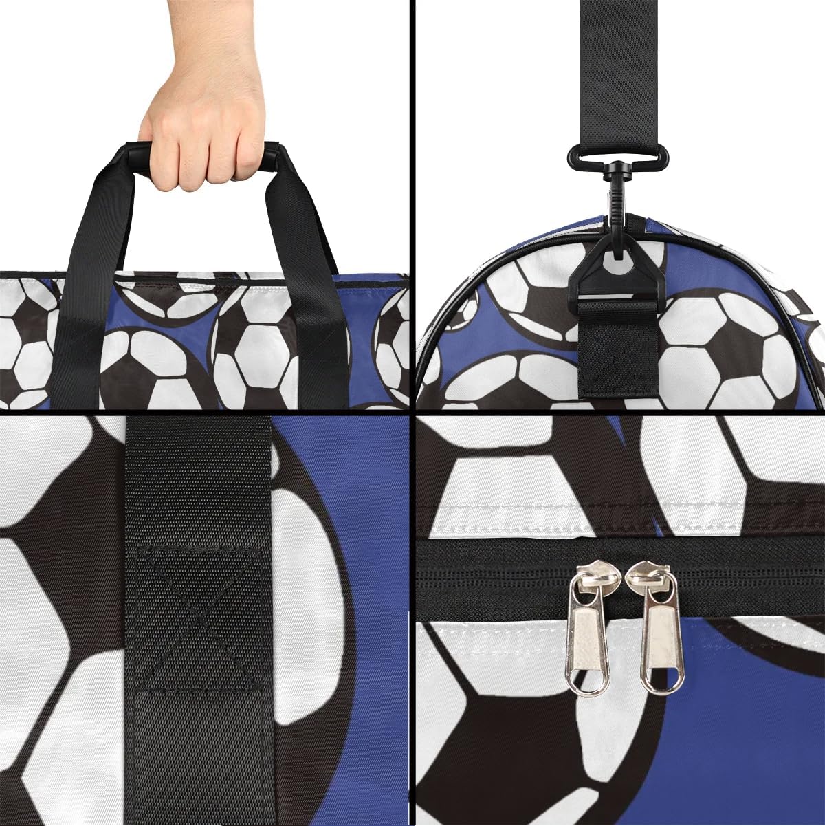 Fun Soccer Theme Gym Bag for Women Duffle with Shoes Compartment Men Weekender Duffel Bags for Travel Sports Swimming Overnight Dance