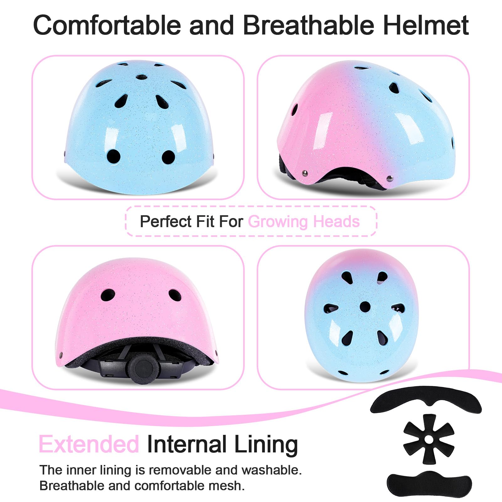Casque de vélo pour enfants de 3 à 5 à 8 à 14 ans pour enfants, filles, garçons, garçons, scooter, vélo d'équilibre, patinage, skateboard