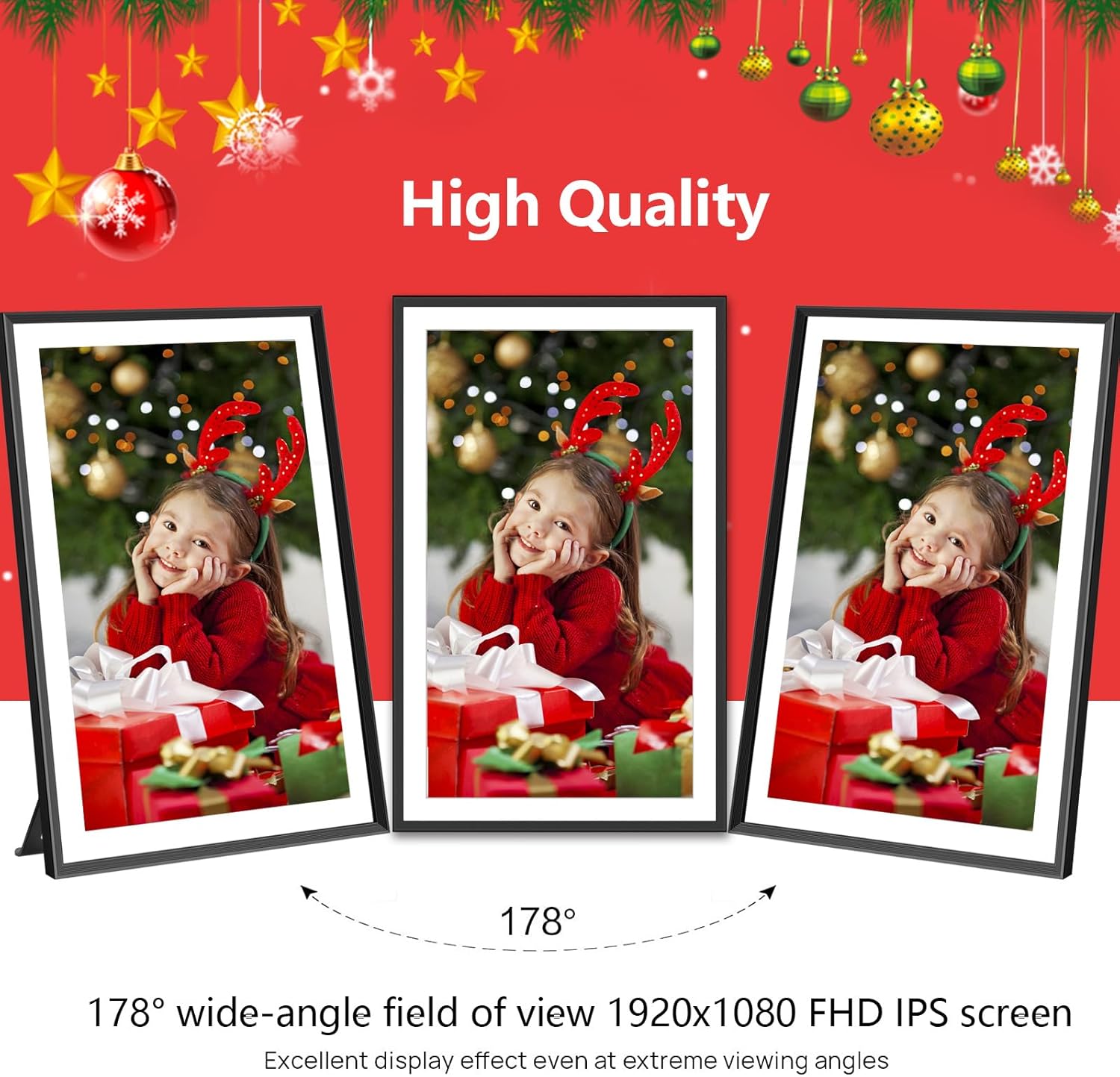 SSAWIFIFRAME 15.6 Inch Digital Picture Frame, 32GB Large Digital Photo Frame with 2.4/5Ghz WiFi 6, 1920x1080 IPS HD Touchscreen, SD Card/USB, Auto-Rotate&Wall Mounted, Easy Share Moments from Anywhere