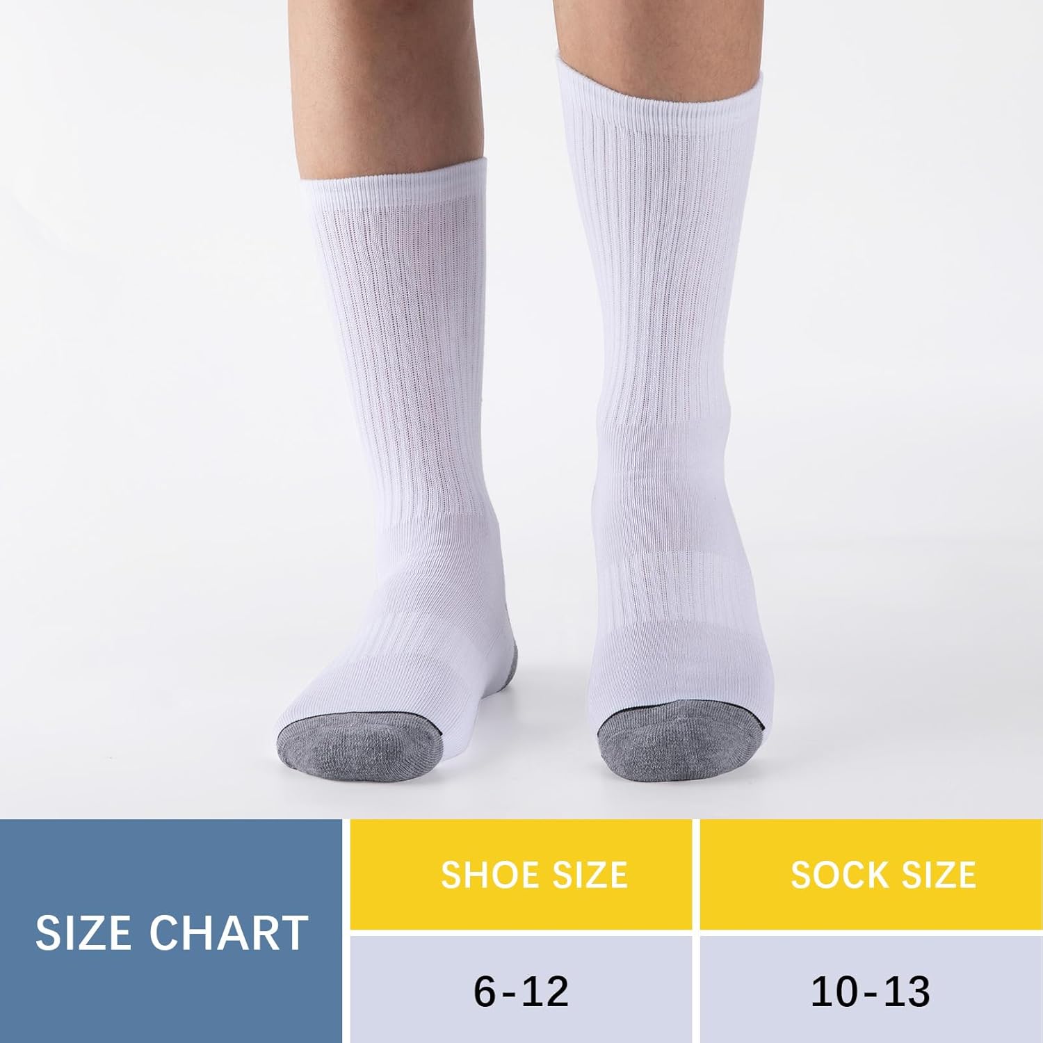 COOVAN 8 Pairs Mens Athletic Crew Socks Moisture Wicking Heavy Duty Cushioned Work Socks with Reinforced Heel and Toe - Image 6