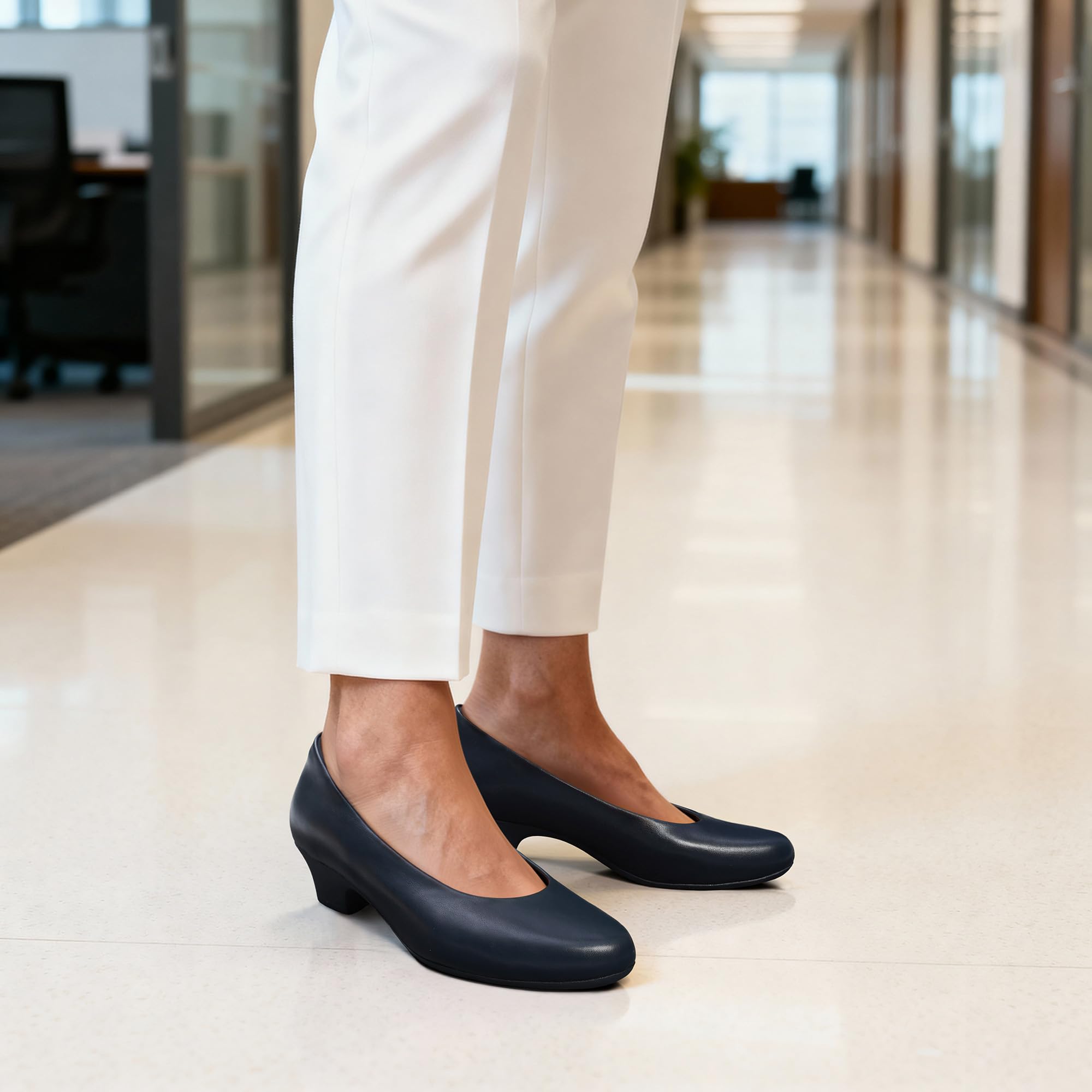 DREAM PAIRS Décolleté da lavoro da donna con tacco basso | Punta chiusa comoda slip on tacco a blocco ufficio matrimonio formale scarpe casual