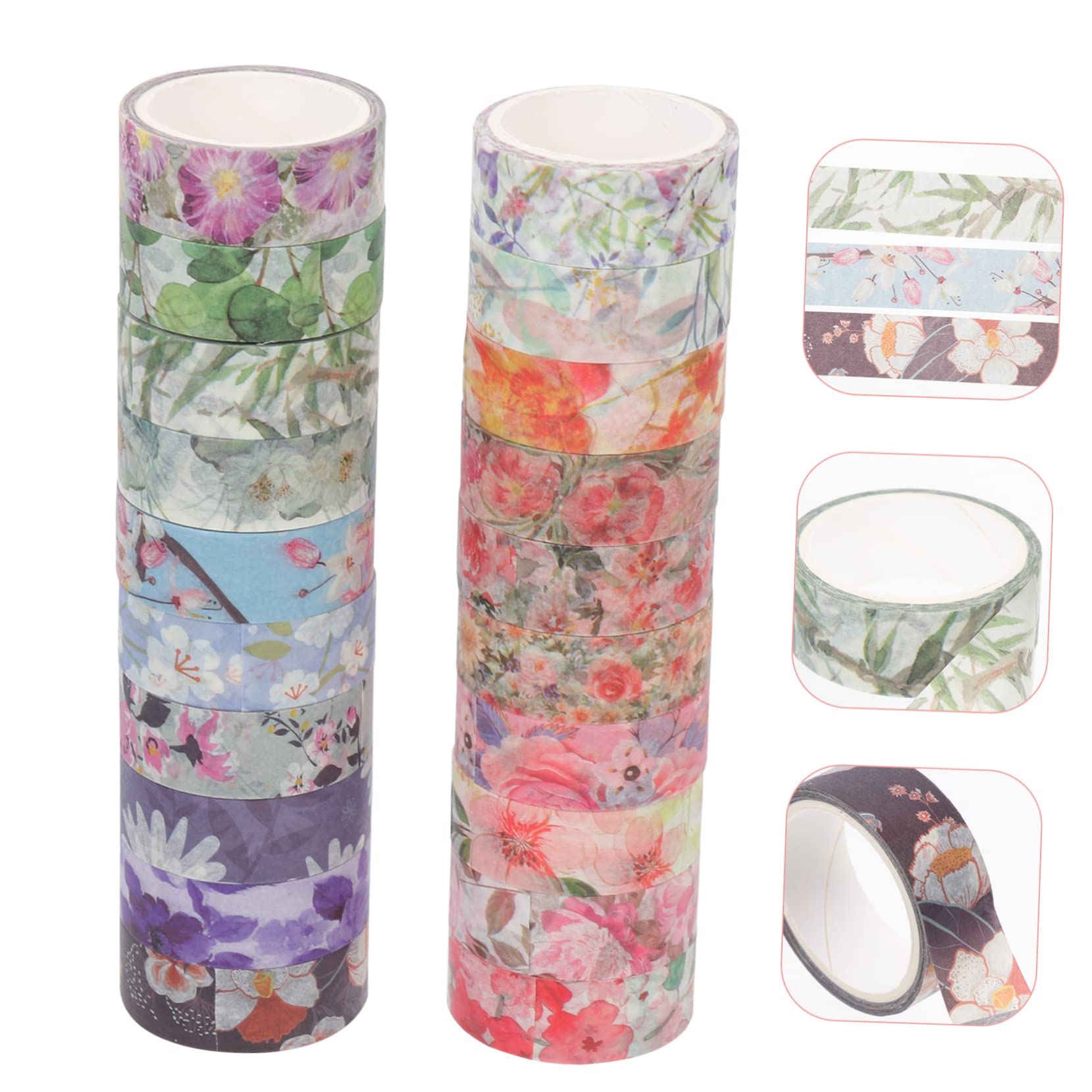 Ciieeo 40rollos Cinta Washi Floral para Scrapbooking y Decoración De Diarios Accesorios para Manualidades Fácil De Usar y Aplicar Superficies