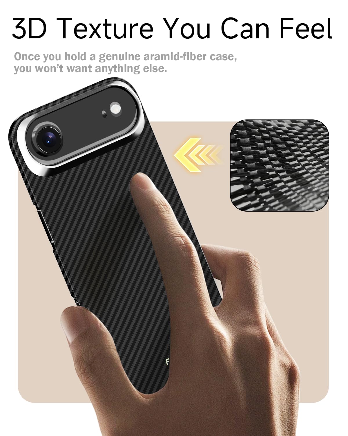 Coque en fibre d'aramide pour iPhone 17 Air, compatible avec MagSafe, [Ultra mince et légère] pour iPhone 17 Air, fibre d'aramide Kevlar 600D avec sensation ultra fine sans coque, couleur