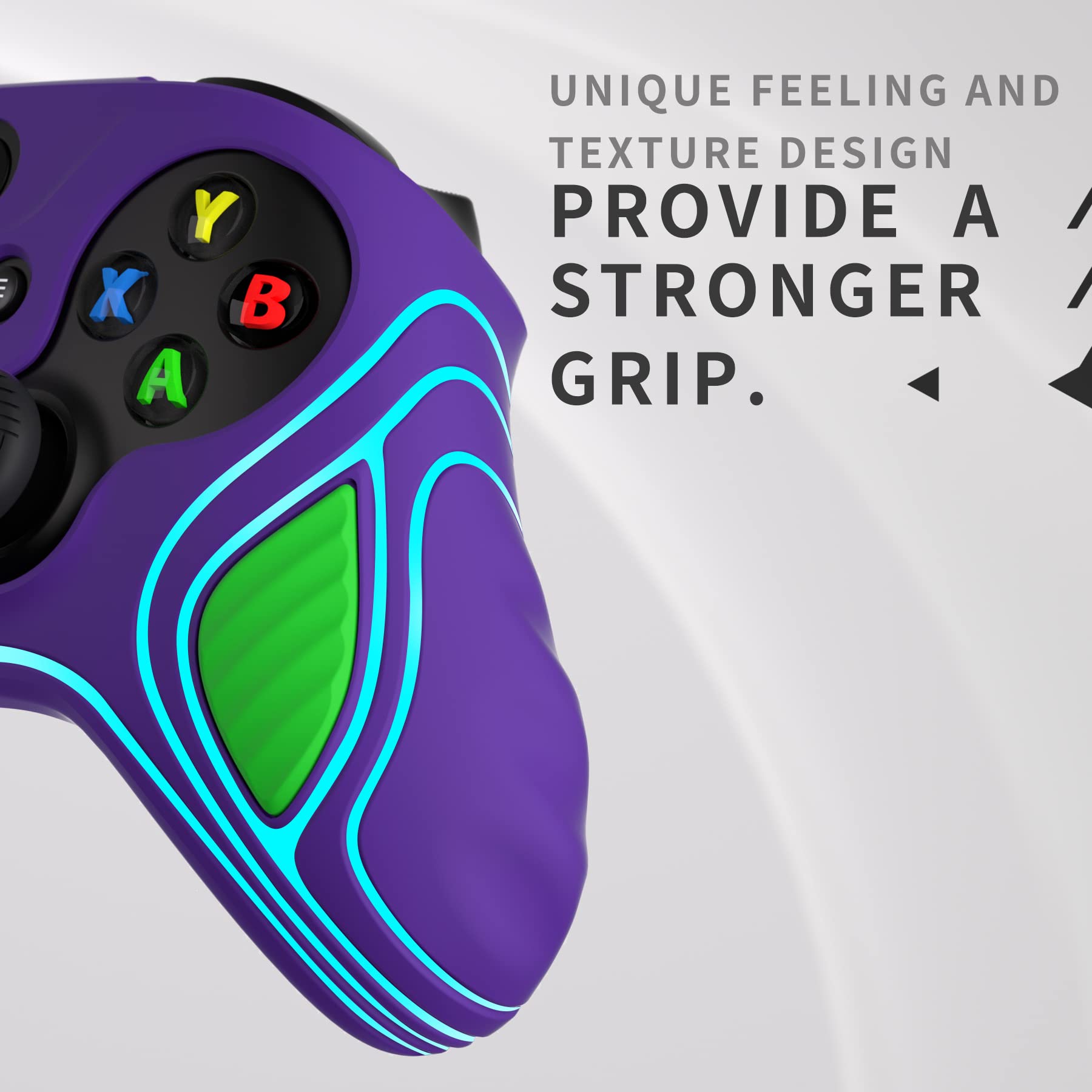 PlayVital Coque Protection pour Xbox Series X/S Manette Accessoires Protège,Housse avec Capuchon Joystick pour Xbox Core Controller Cover Silicone Skin-Néon Genesis Violet & Vert,Édition Scorpion
