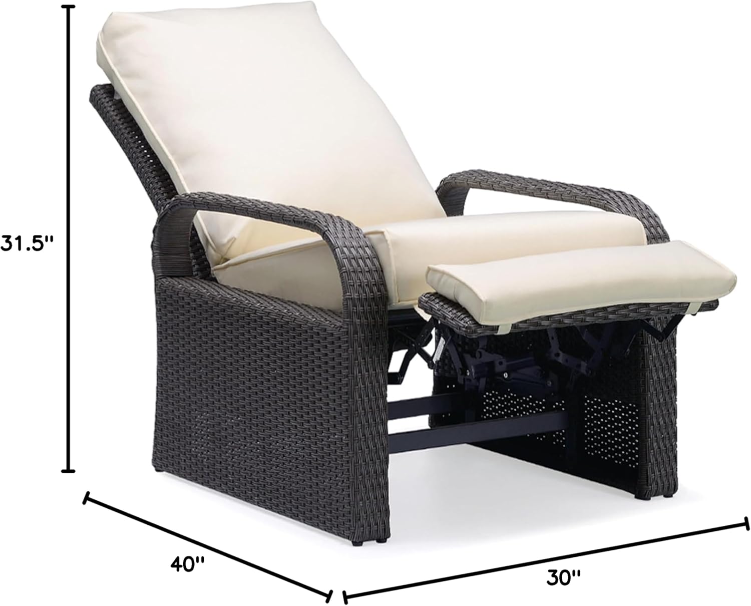 Outdoor Automatic Adjustable Lounge Chair with Thick Cushion – All Weather Aluminum Frame, Grey + Beige Cushion – Comfortable Patio, Poolside (1 Chair) (Gray + Beige)
