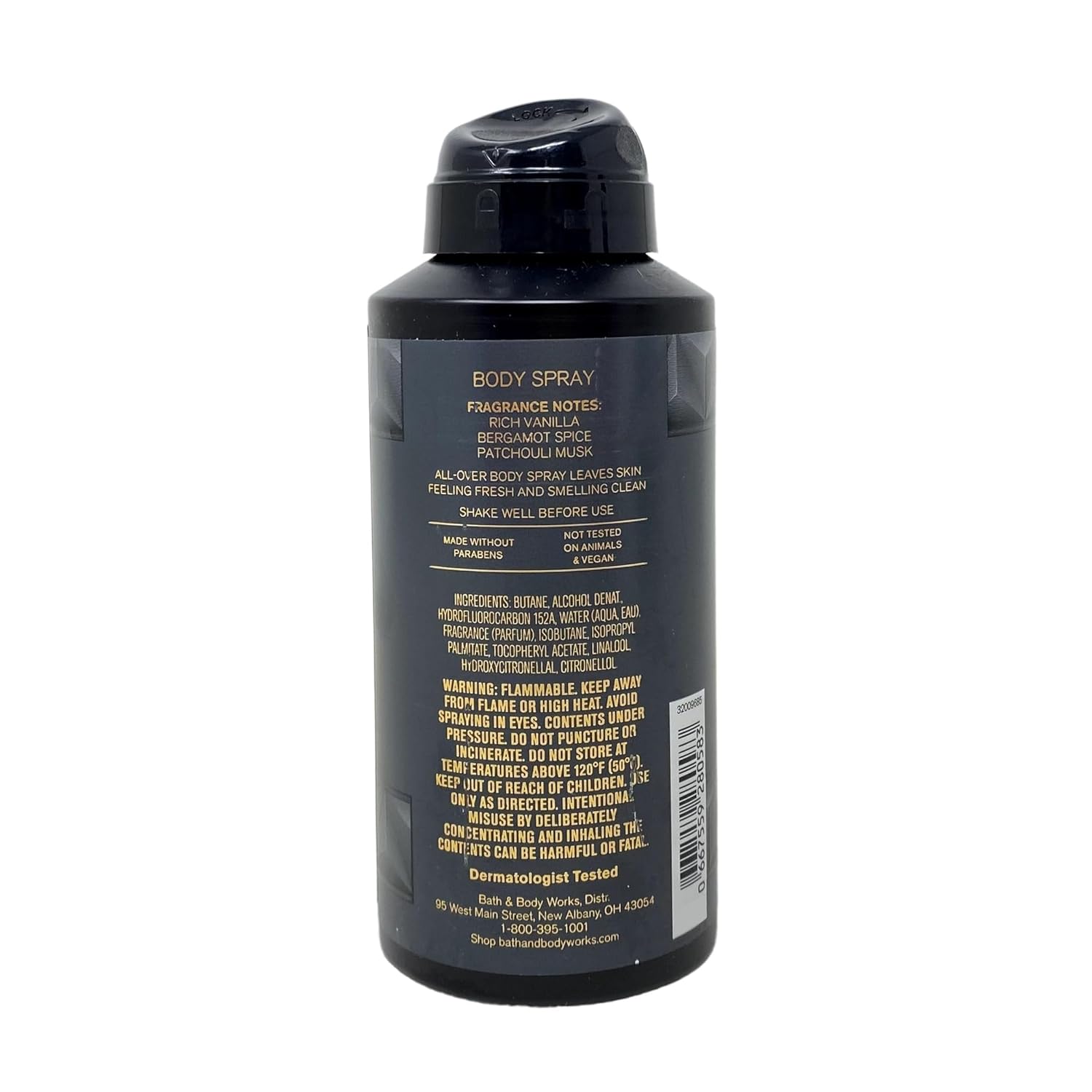 Bath & Body Works Men's Collection Vanilla Noir Body Spray and 3-in-1 Hair, Face & Body Wash Bundle with a Charcoal Scrub Bar Soap - Full Size