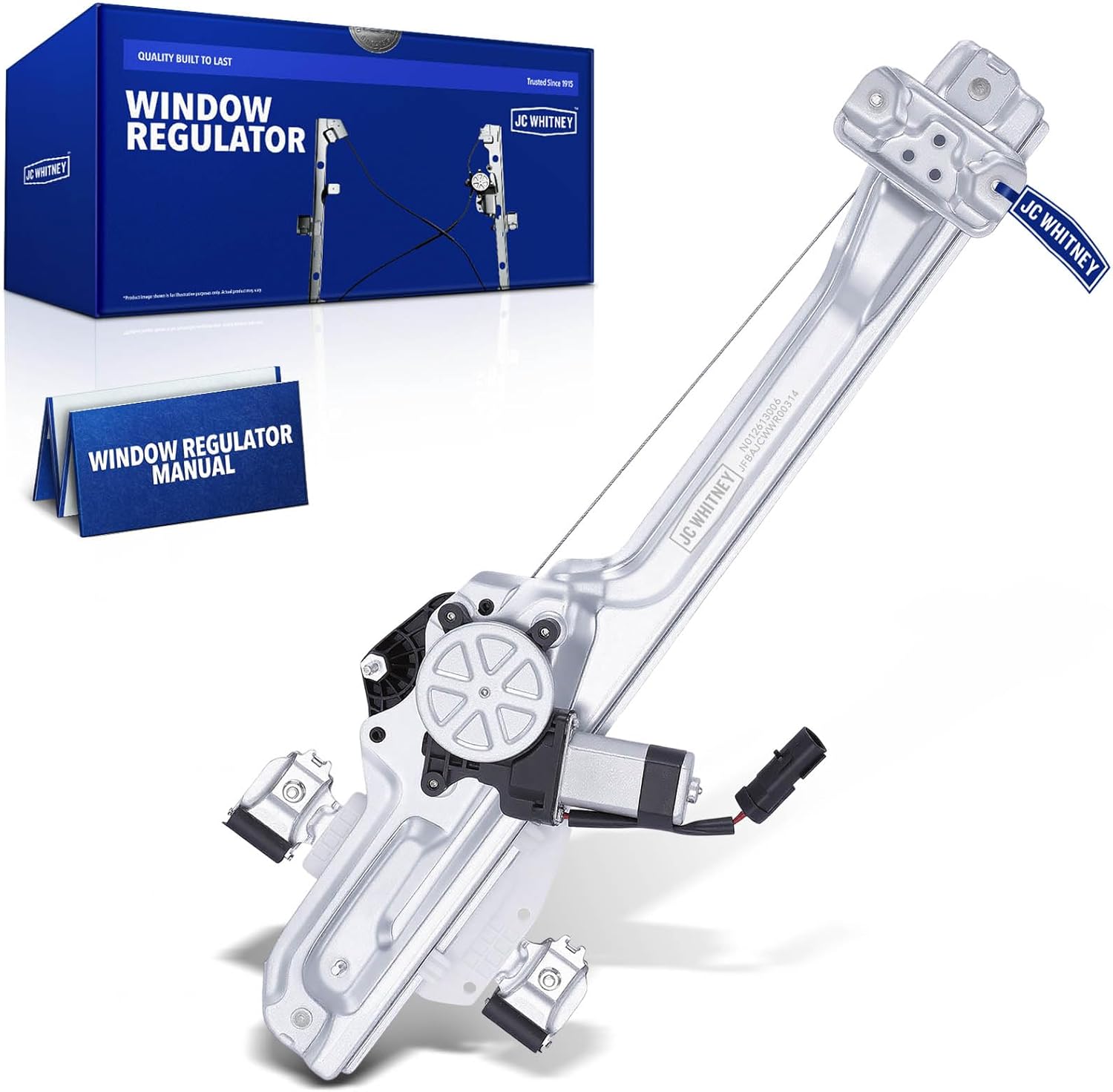 JC Whitney JFBAJCWWR00314 Rear Left Power Window Regulator w/Motor Assembly - Compatible with Chevrolet Silverado 1500 14-19, Tahoe Suburban 15-20, GMC Sierra 1500 14-19, Yukon XL 15-20