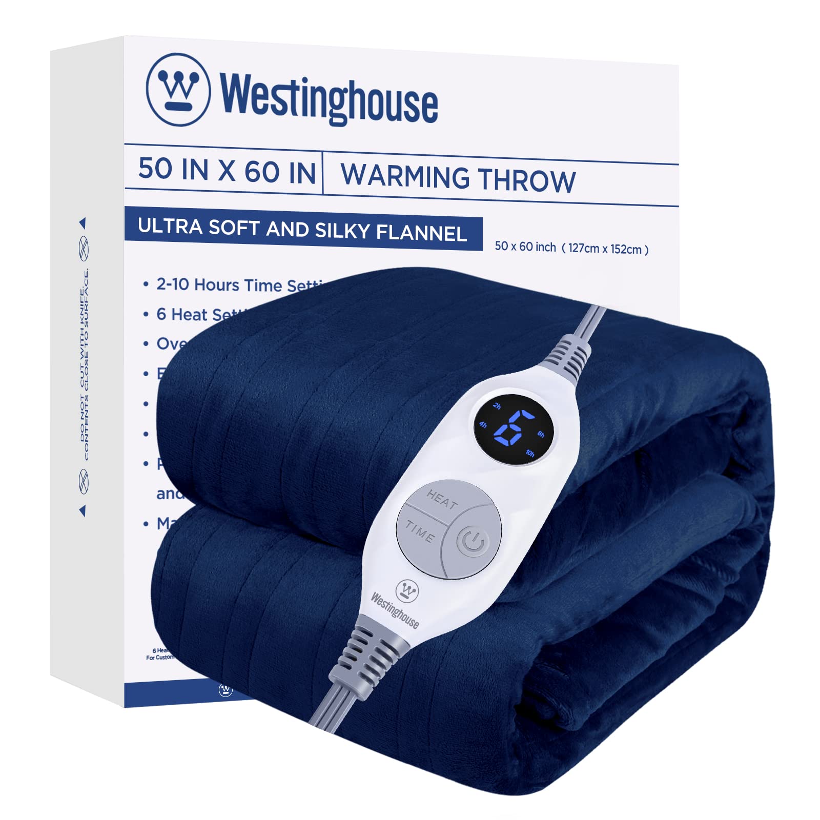 Westinghouse Electric Blanket Heated Throw 6 Heating Levels & 210