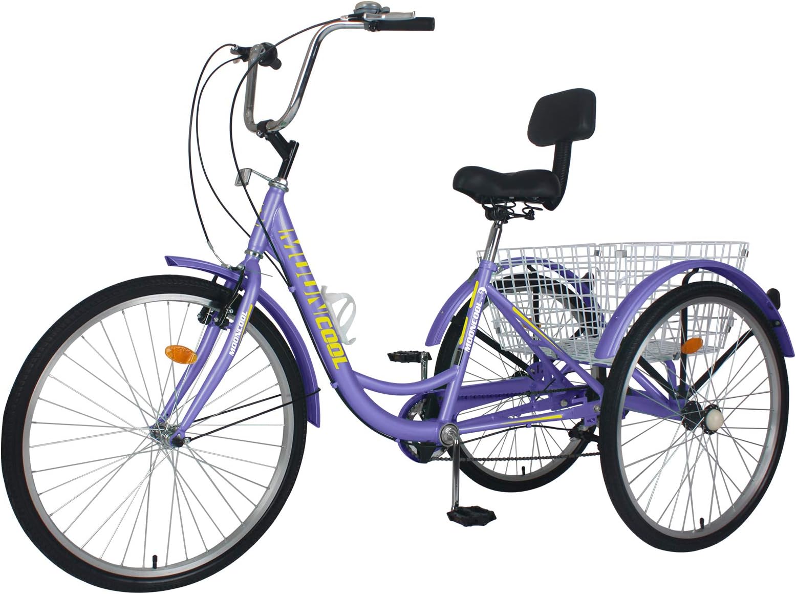 VANELL 7/1 Speed Tricycle Adult 20/24/26 in Trike Cruise Bike 3 Wheeled Bicycle W/Large Size Basket for Women Men Shopping Exercise Recreation (Taro Purple, 26 inch/ 7 Speed)
