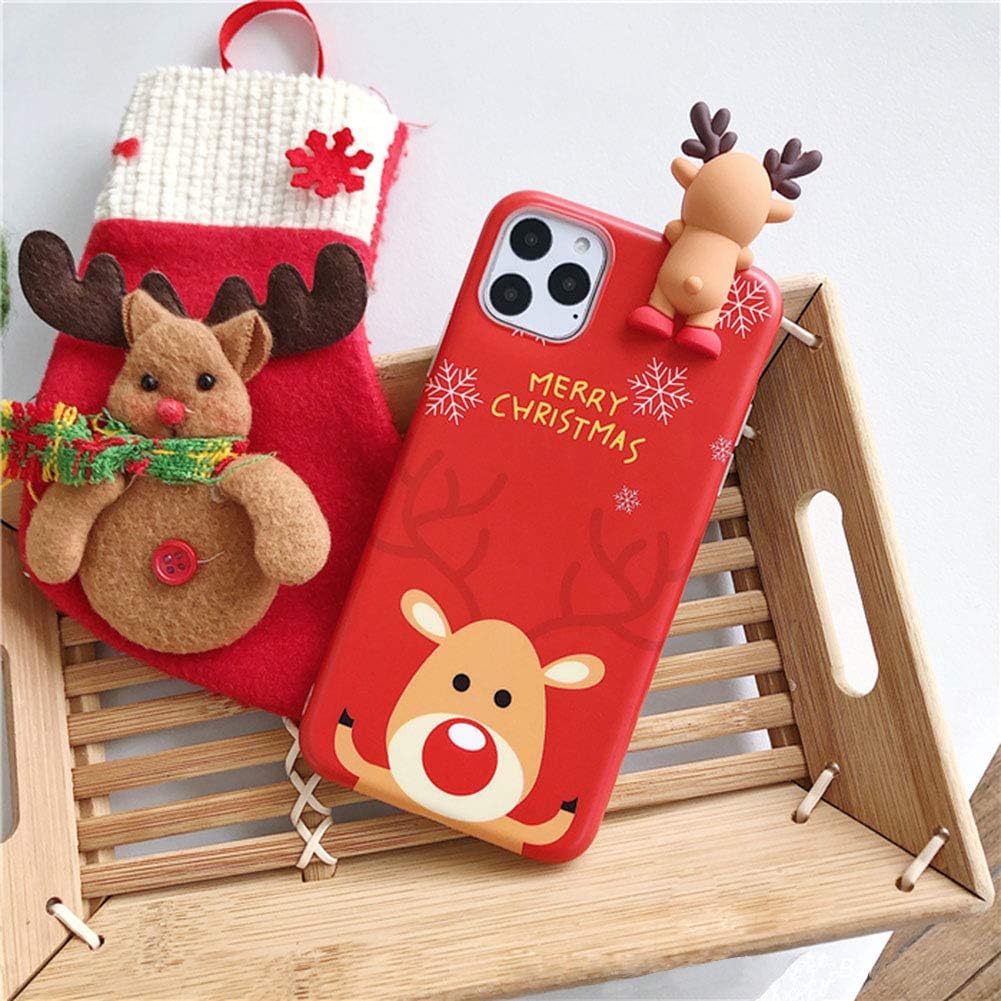 SGVAHY Christmas Case for iPhone 13 Pro, Fun Cool Cute 3D Cartoon Snowman Design Soft Silicone TPU Ultra Thin Shockproof Protective Case (Elk A, iPhone 13 Pro)