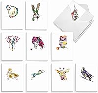 Vista 8 de The Best Card Company Juego de 20 tarjetas de notas divertidas en blanco surtidas en caja, 4 x 5.12 pulgadas con sobres, 10 diseños, tarjetas