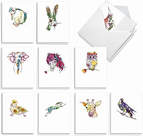 Miniatura 8 de The Best Card Company Juego de 20 tarjetas de notas divertidas en blanco surtidas en caja, 4 x 5.12 pulgadas con sobres, 10 diseños, tarjetas