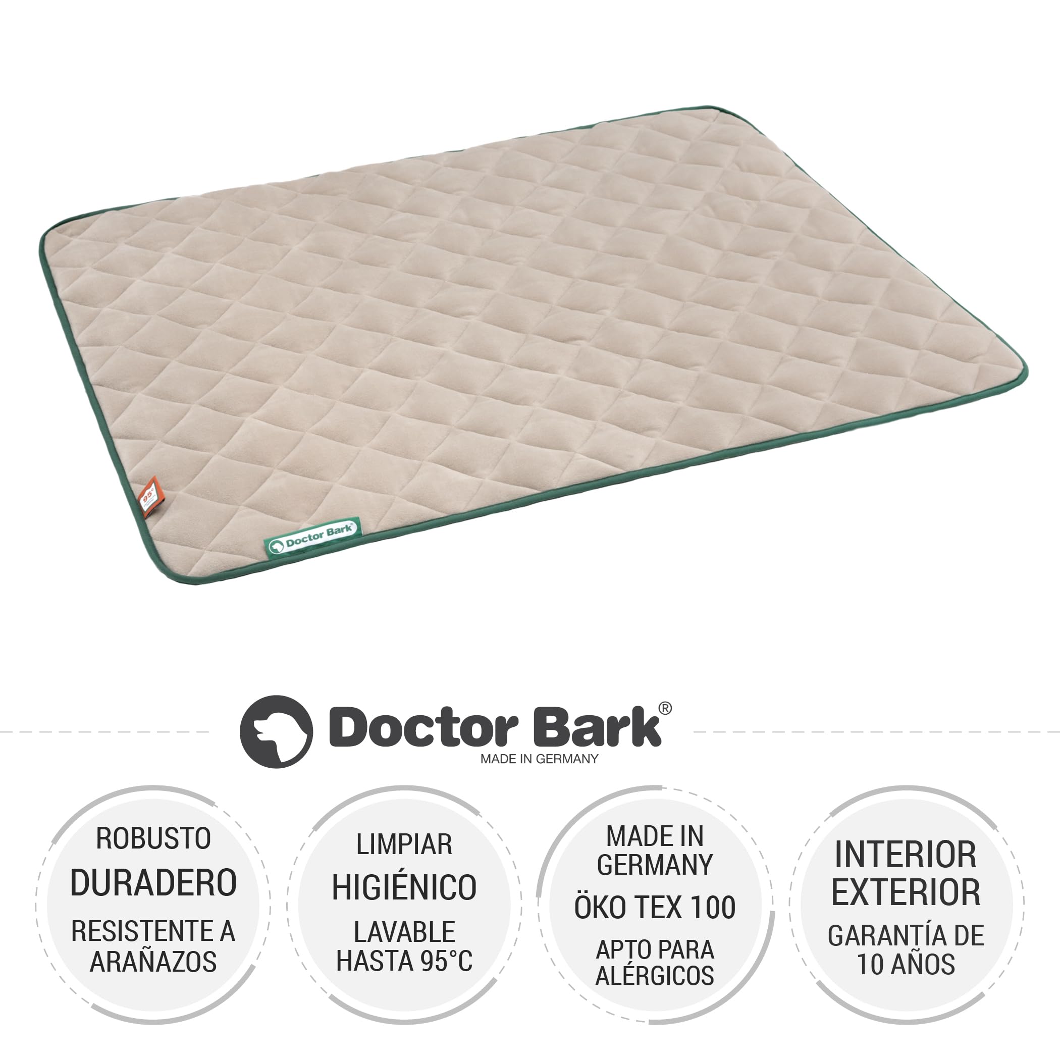 Doctor Bark Manta para perros de forro polar, reversible, mullida, resistente y lavable hasta 95 °C, para interiores y exteriores (100 x 80 cm, beige/verde)
