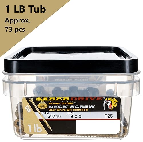 Miniatura 4 de Tornillos de cubierta multiusos con revestimiento de estrella para exteriores Saberdrive Tan XL1500 de 1 libra aprox 73 piezas