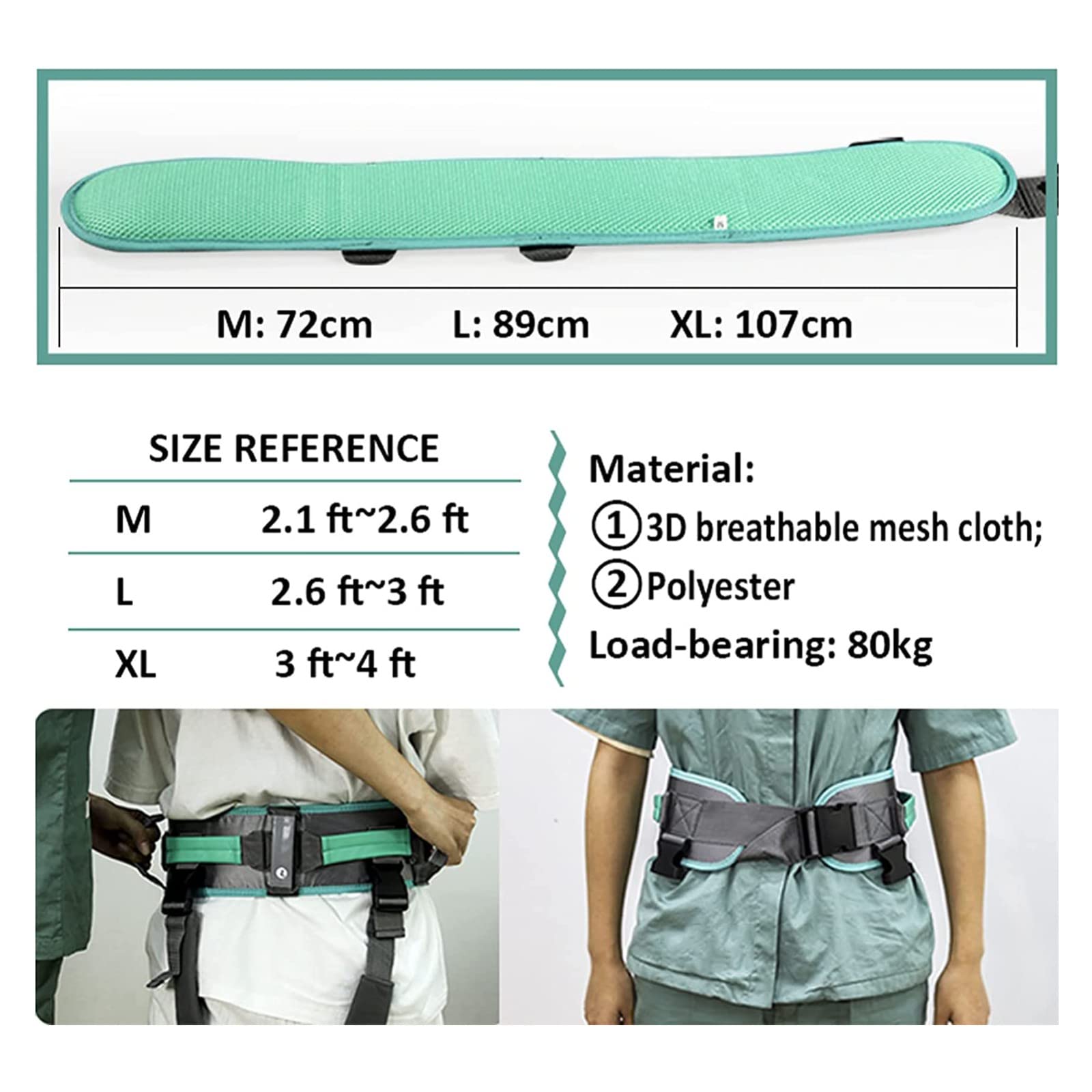 Cinturón De Tracción De La Cintura,7 Cinturones con Asas,Cinturón de Transferencia para Personas Mayores,Cinturón de Rehabilitación Eslinga del Paciente Cinturón Móvil para Ancianos M