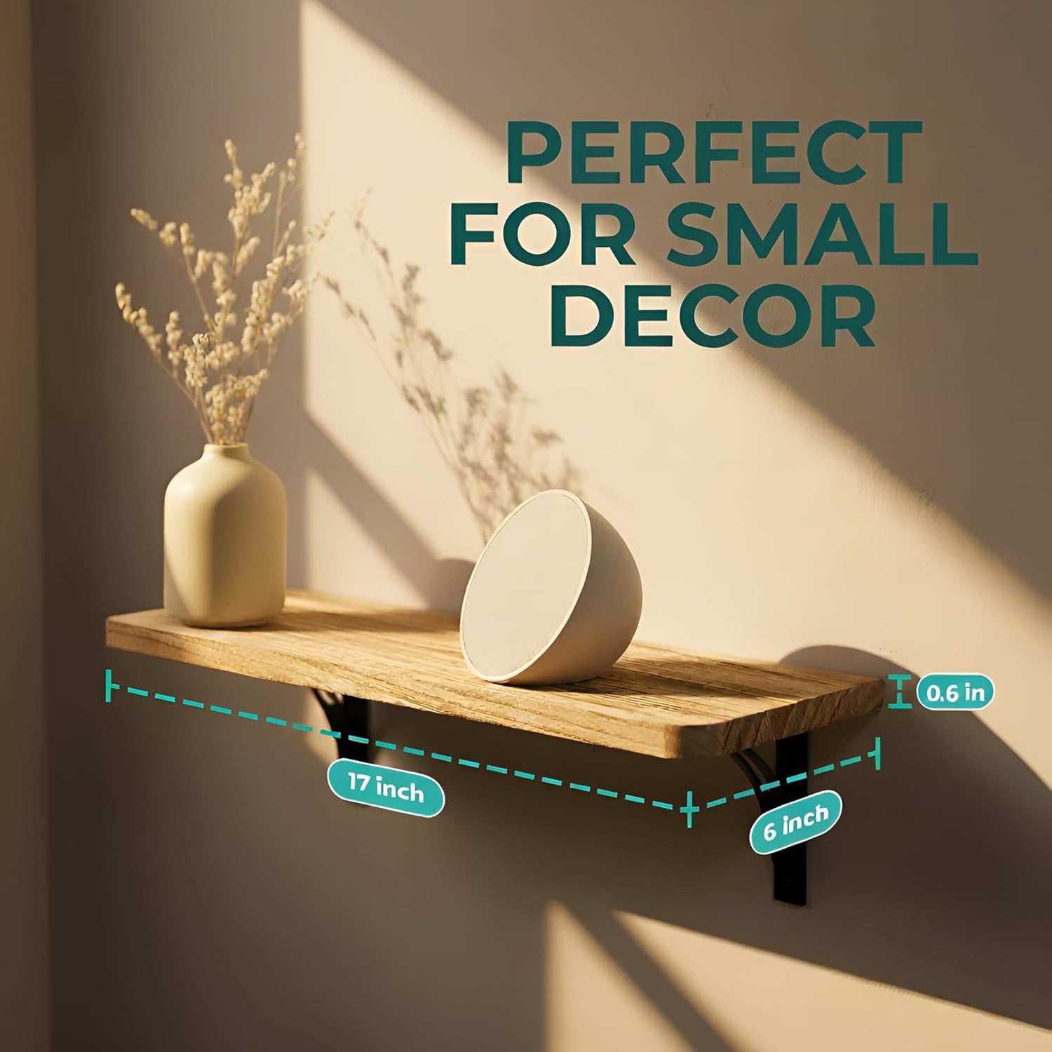 Reinforced Steel Bracket Farmhouse Decor Shelves - Easy to Install, Template and Video Included - Coffee Mug Shelf for Wall, Laundry Shelf