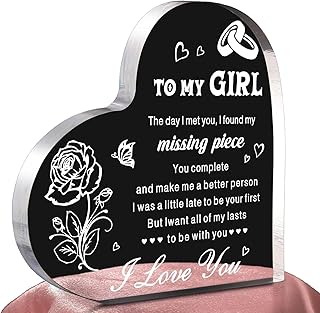 Gifts for Girlfriend, Birthday Anniversary Cute Presents for Women GF, I love you Romantic Gift Paperweights 3.9" x 3.9" Acrylic Heart Plaque, Christmas Gift for Her