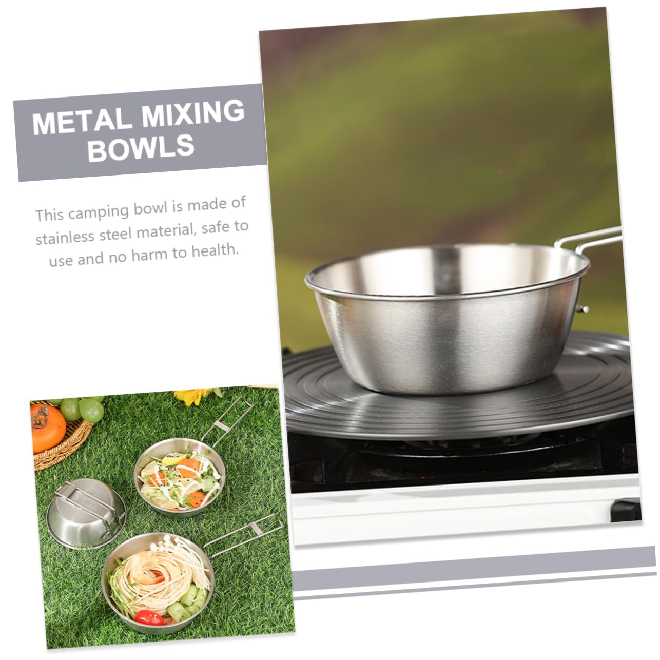 TOYANDONA 2 Ensembles Acier Inoxydable Portable Avec Pliable Camping Pour Repas Plein Air Pour Barbecue 3 Pièces * 2