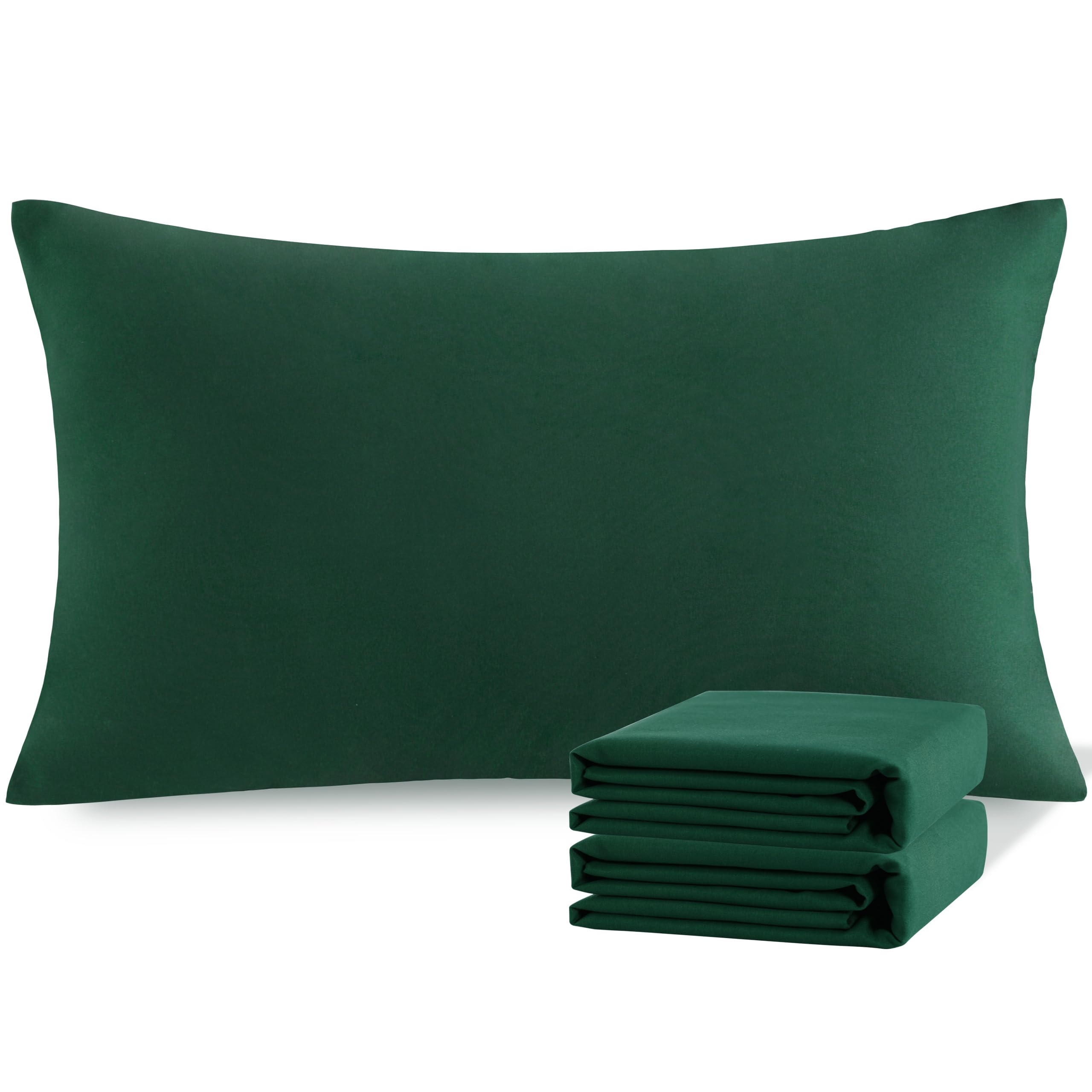 NTBAY King Microfiber Pillowcases, 2 Pack, 20 x 36, Dark Green | Soft Brushed Microfiber with Envelope Closure, Set of 2 King 20 x 36 Inch Pillowcases, Pillow Inserts Not Included