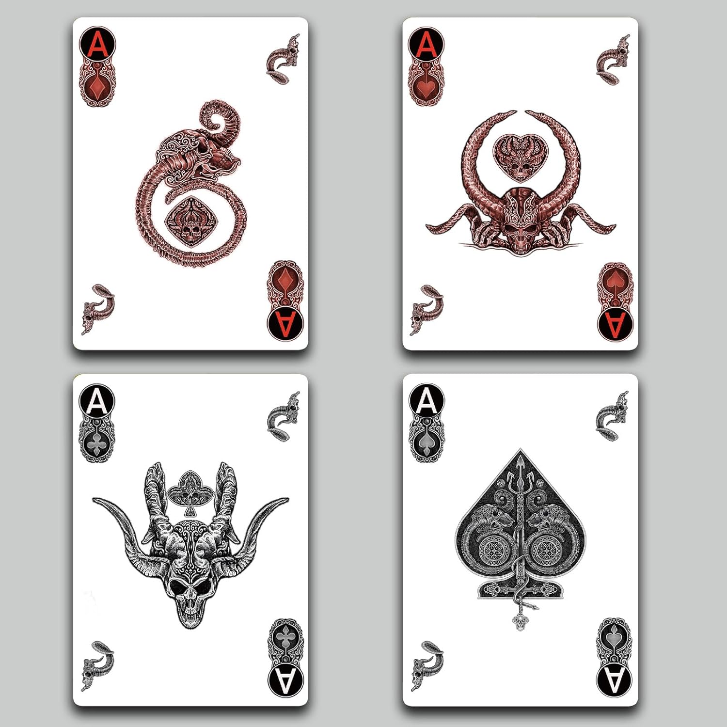 Devil Themed Playing Cards, 300g Blue Core Paper Material Deck of Cards, Exquisite Art Poker Cards, Double-Sided Anti Slip Design, Family Gatherings. (Red)