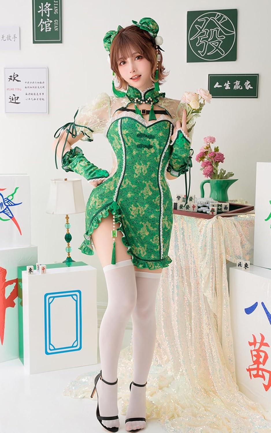 マリームーン✴︎パフスリーブ麻雀チャイナ 5点セット パープルは予約】[Malymoon限定]パフスリーブ麻雀チャイナ