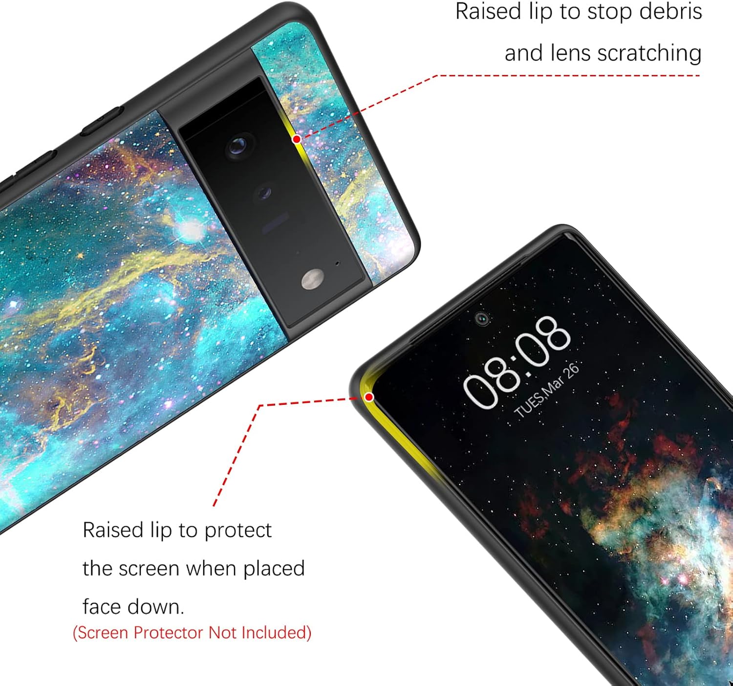 BENTOBEN Google Pixel 6 Pro Case, Slim Fit Glow in The Dark Hybrid Hard PC Soft TPU Bumper Shockproof Drop Protective Girls Women Men Phone Cover for Google Pixel 6 Pro 6.71", Green Nebula