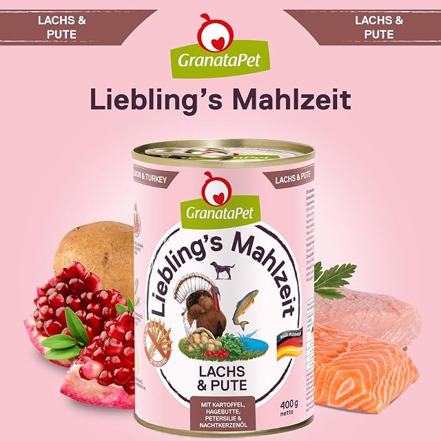 Foto 4 de 7 de GranataPet Liebling's Mahlzeit Salmón y Pavo, Comida húmeda para Perros