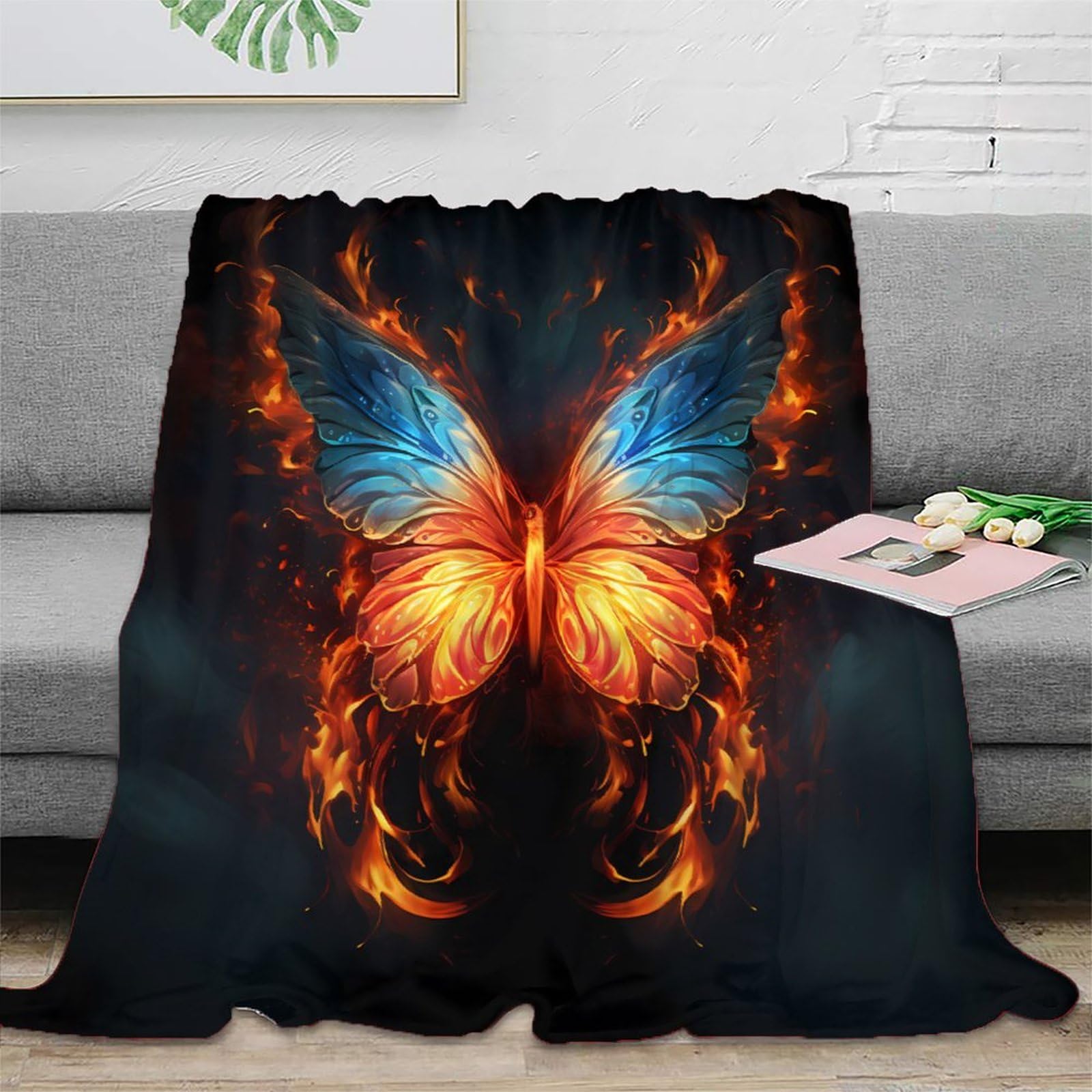 Plaid de voyage compact anti-décoloration 150x200cm couverture douce microfibre art fantastique