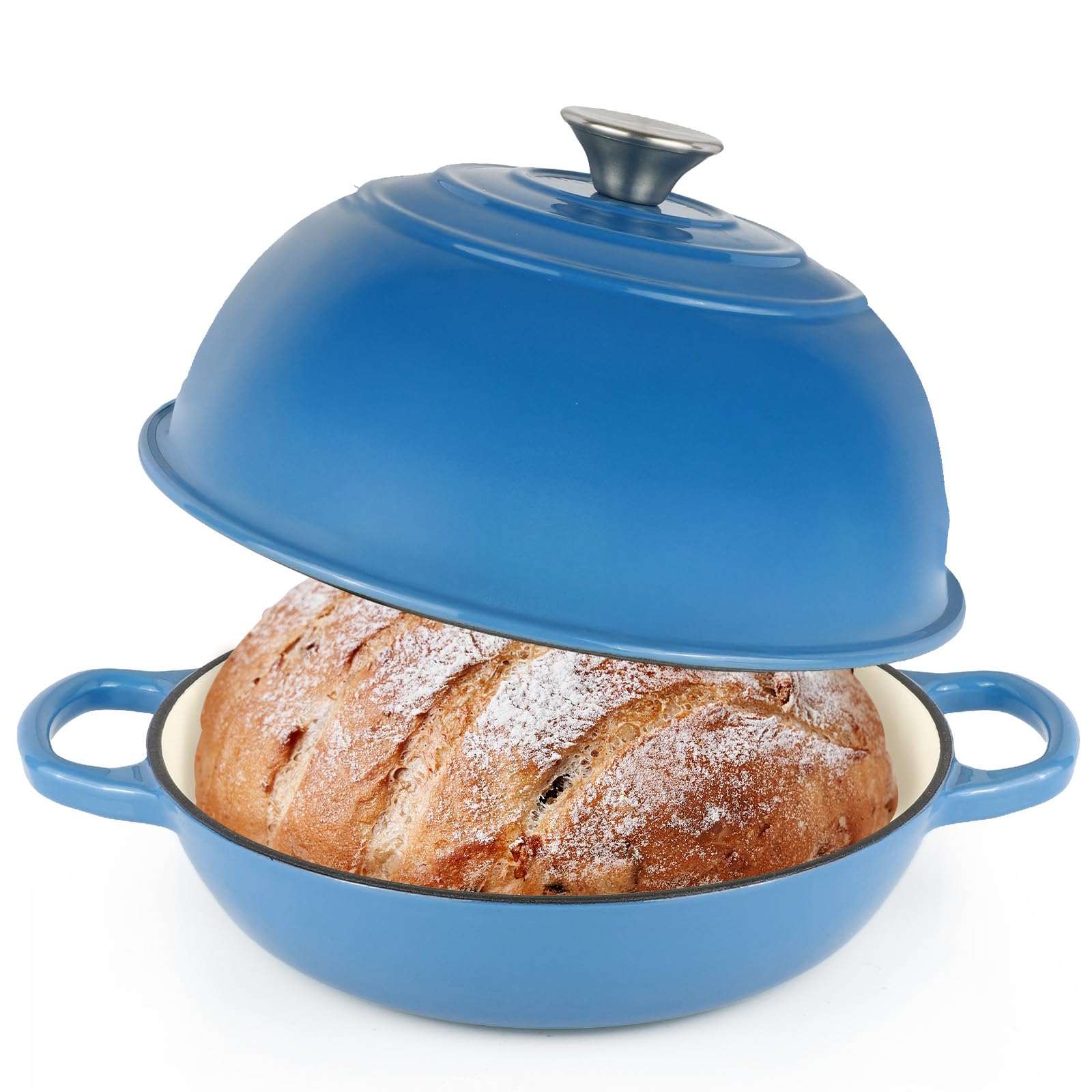 Horno De Pan De Hierro Fundido Esmaltado (azul), Sartén An