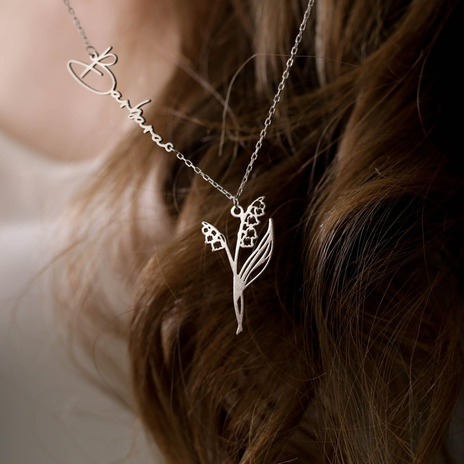 Argento sterling fiore di nascita collana con nome floreale gioiello Festa della Mamma