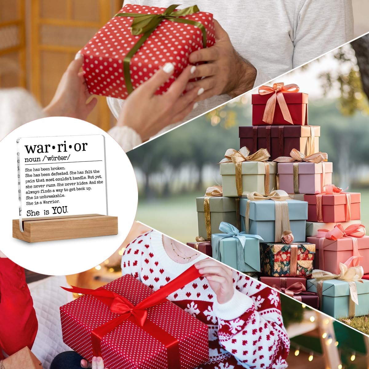 Inspirational Gifts for Women, Warrior Definition Gift, Cancer Care Gifts for Women, Home Office Decor Acrylic Sign, 4 x 4 Inches - Image 7