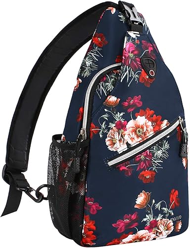 Mochila bandolera MOSISO, mochila de viaje, senderismo, de un día, de algodón rosa, mochila de hombro, azul, mediano