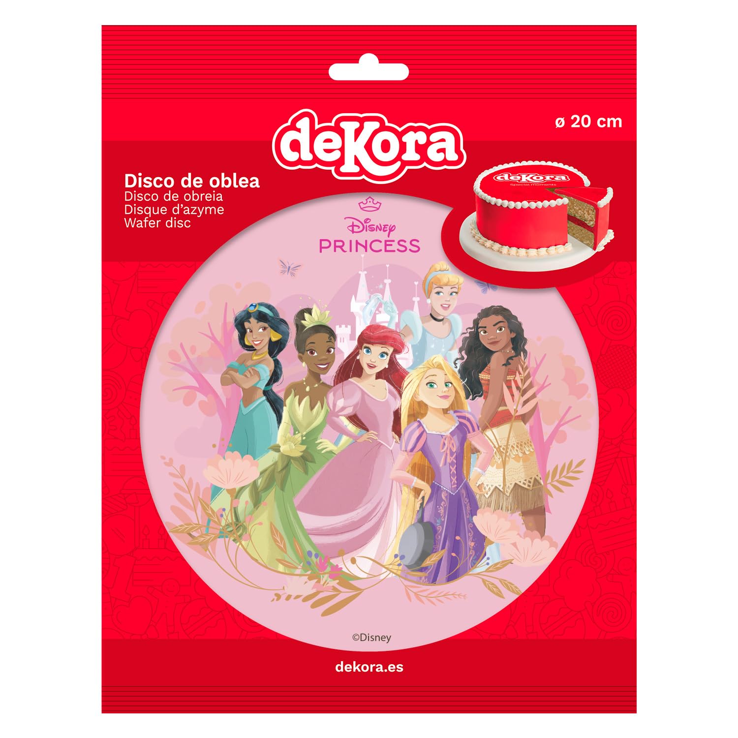 Oblea Comestible de Princesas Disney 20 CM Decoración para Tarta
