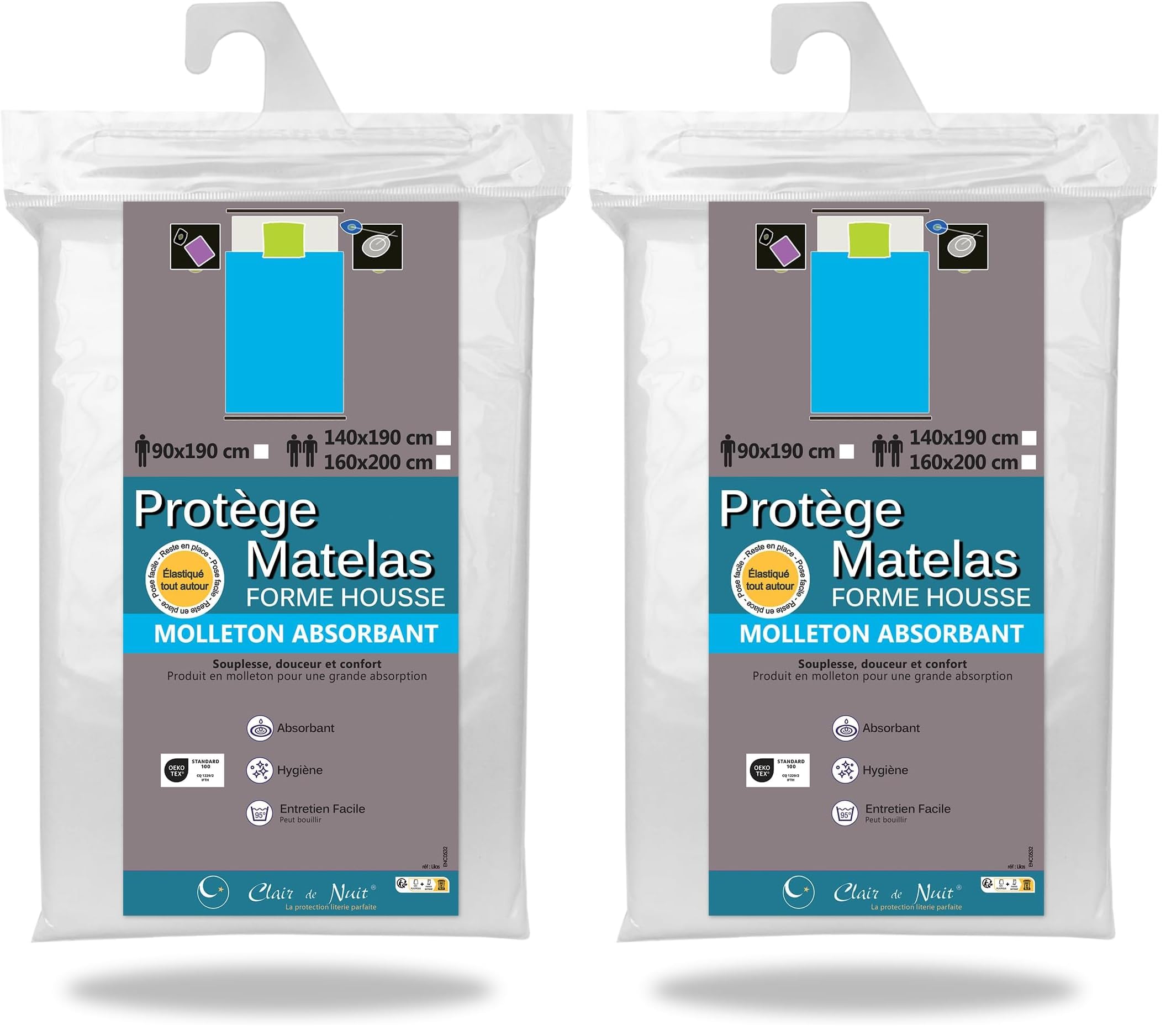 Protège matelas 90x190 cm lot de 2 alèses coton absorbantes pour matelas 1 place