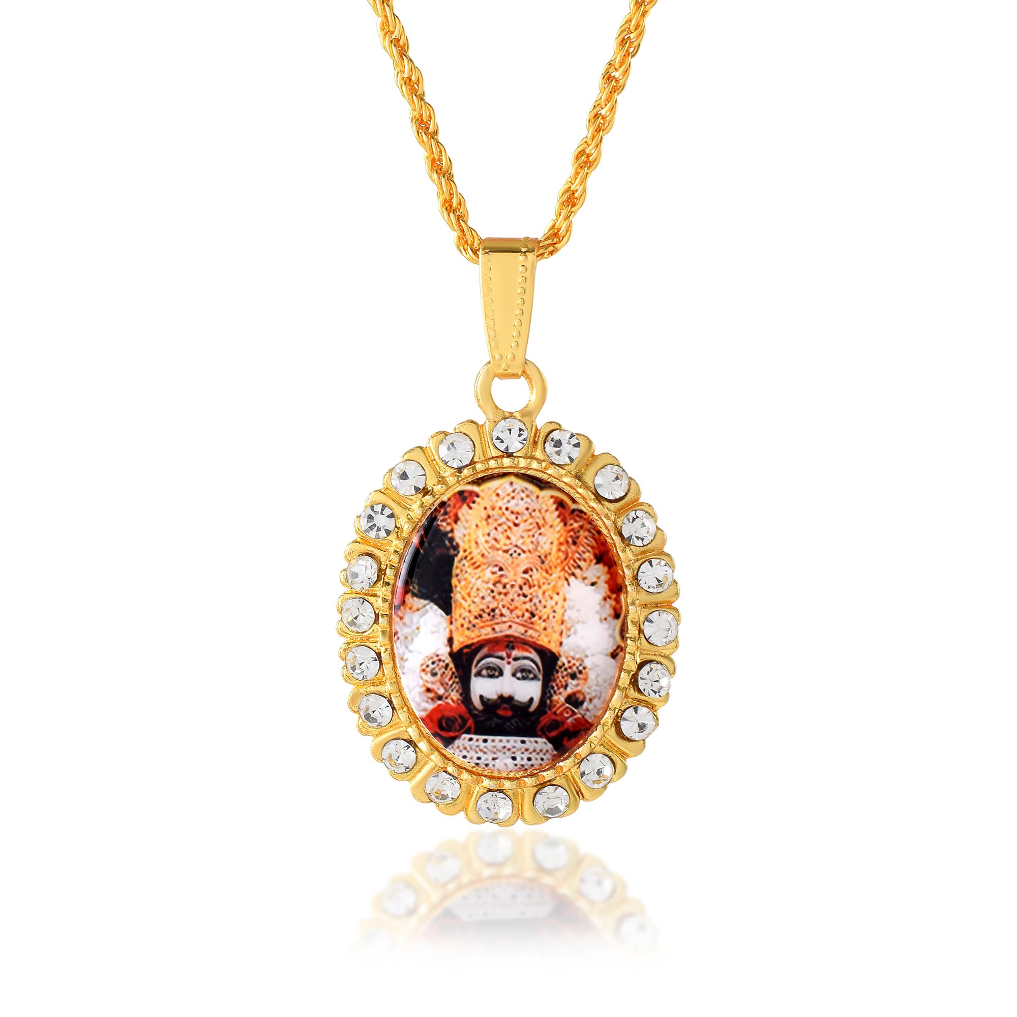 morir Brass Gold Plated CZ Studded Khatu Shyam ji Face Locket Pendant Hindu God Temple Jewellery Men Women (B0CZSBRVTH) Amazon Price History, Amazon Price Tracker