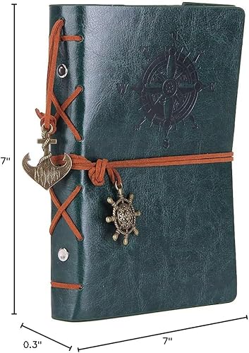 Miniatura 10 de Diario con tapas de cuero estilo retro, en blanco, con cuerda náutica, Marrón Retro 7 pulgadas