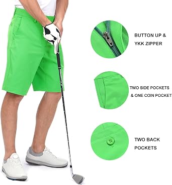 Lesmart Mens Golf Shorts Lightweight Summer Bermuda Stretch Relaxed Fit Shorts Golf with Pockets