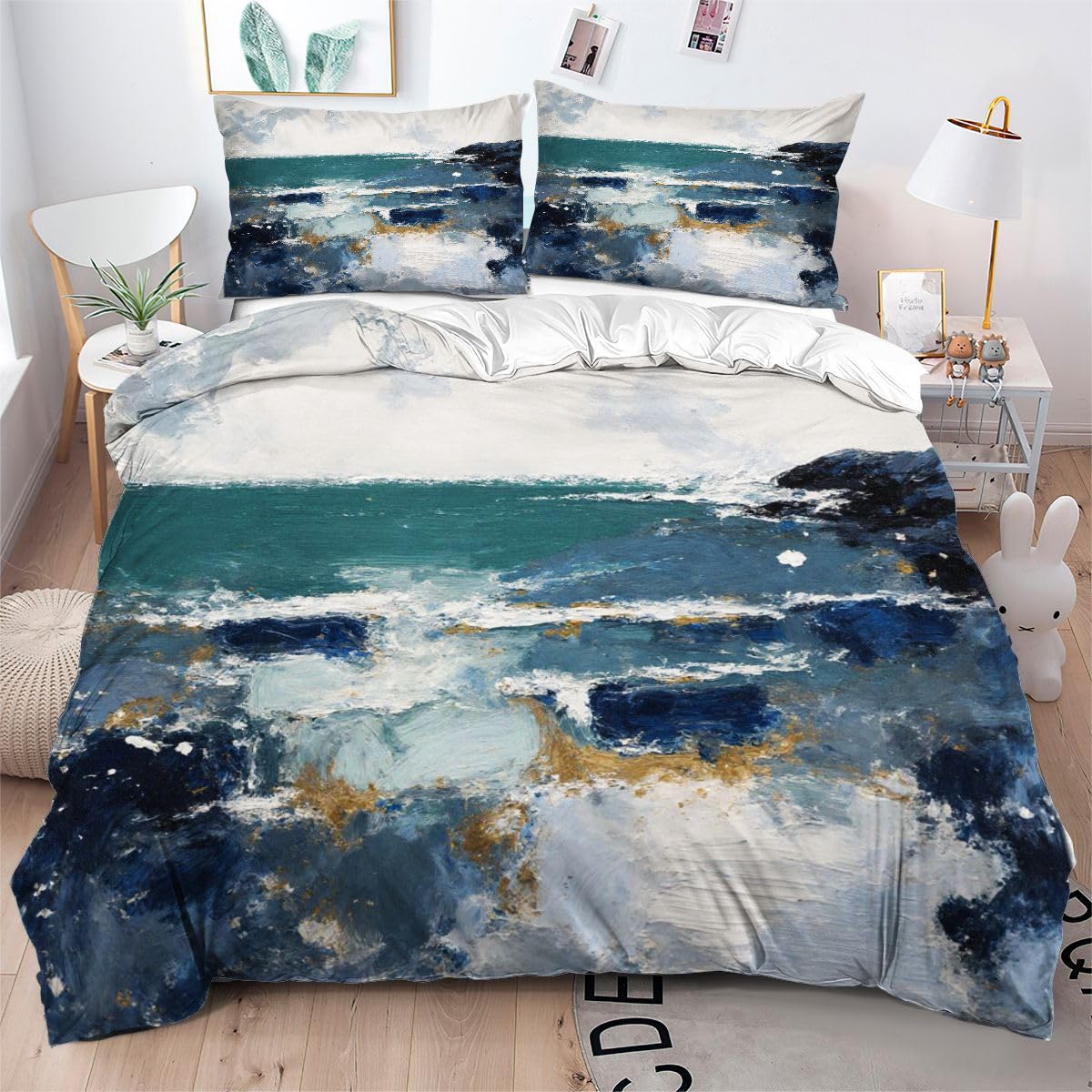 Parure de lit 160x200 cm graffiti en microfibre avec housse de couette 3D