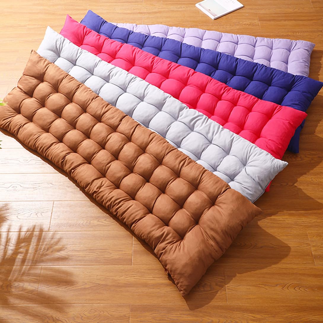 Dickes Sitzkissen für Gartenbank, 2-/3-Sitzer, für den Außenbereich, 8 cm, Baumwolle, für den Außenbereich, drinnen, Schaukel, Terrasse, Zuhause, 140 x 50 cm, Kaffeebraun