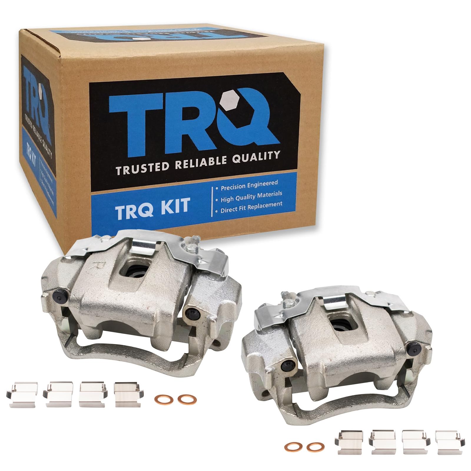 TRQ Rear Brake Caliper Set Zinc Coated Brackets